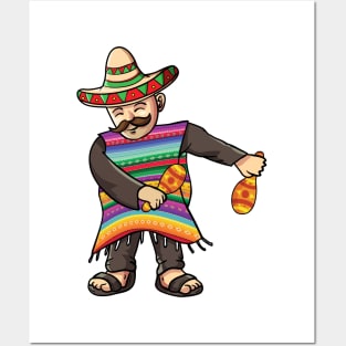 Funny Cinco De Mayo Sombrero Mexican Flosing Poncho T-shirt Posters and Art